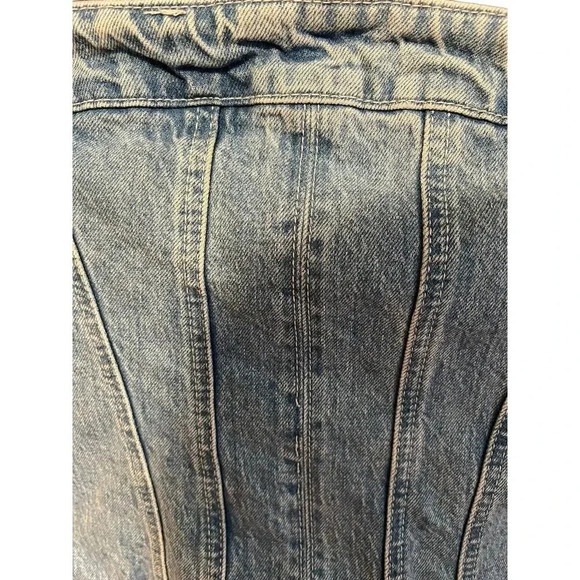 Zara DENIM BANDEAU DRESS  Size Large - Picture 10 of 10